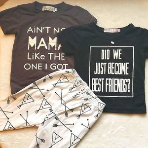 Baby print tees and pants